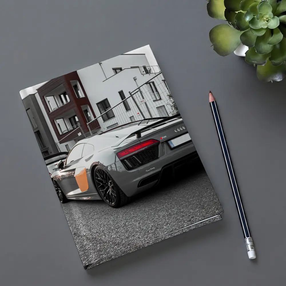 Audi R8 Gray Supercar Parked Urban Setting – Notebooks