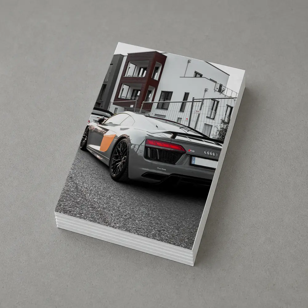 Audi R8 Gray Supercar Parked Urban Setting – Postcards