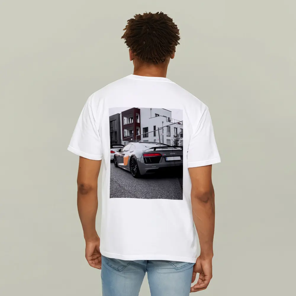 Audi R8 Gray Supercar Parked Urban Setting – T-Shirts