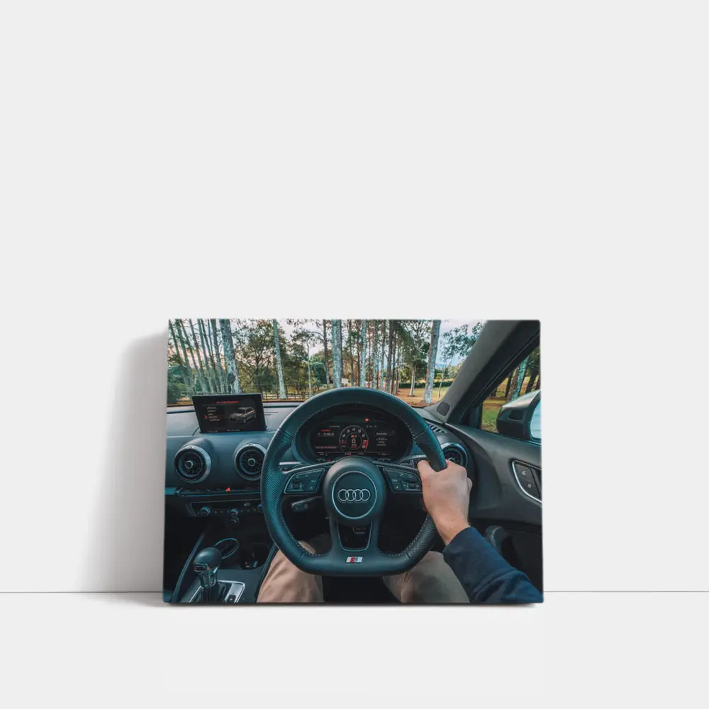 Audi S Interior Cockpit View Forest Background – Wall Art