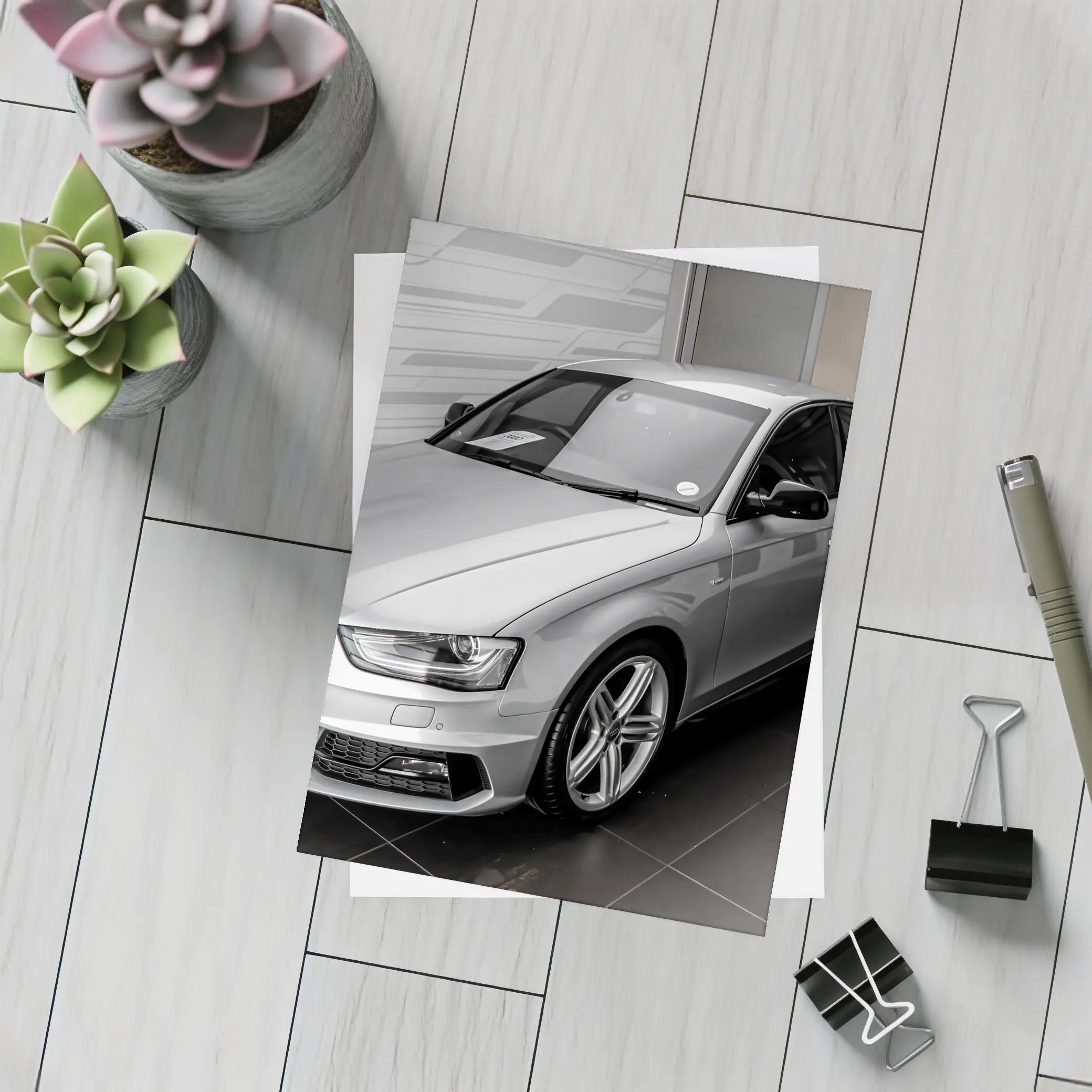 Audi A4 Silver Sedan Showroom Display – Postcards