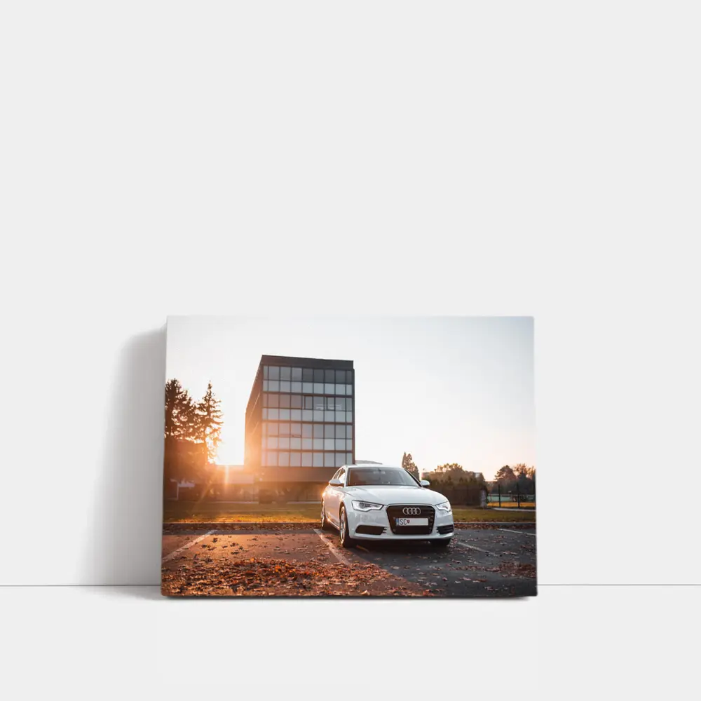 Audi A6 White Sedan Golden Hour Light – Wall Art