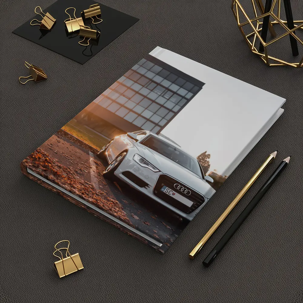 Audi A6 White Sedan Golden Hour Light – Notebooks
