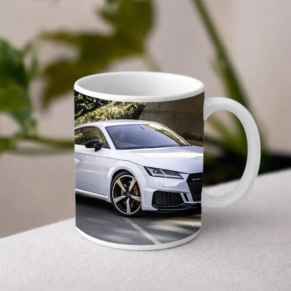 Audi TT RS White Sports Car Street – Mugs