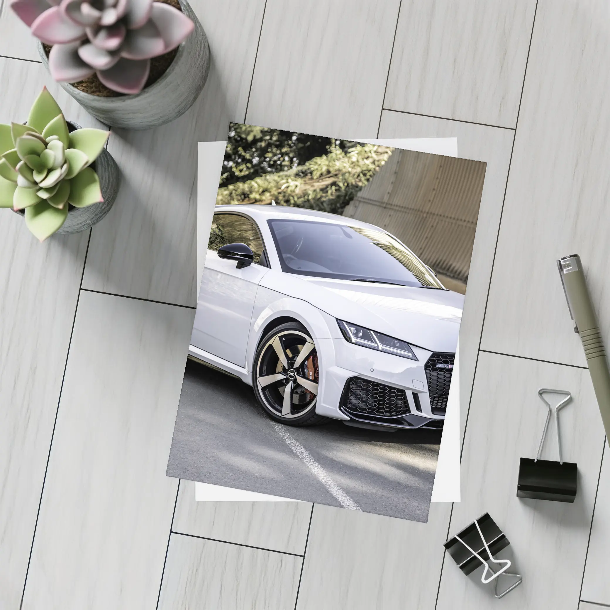 Audi TT RS White Sports Car Street – Postcards