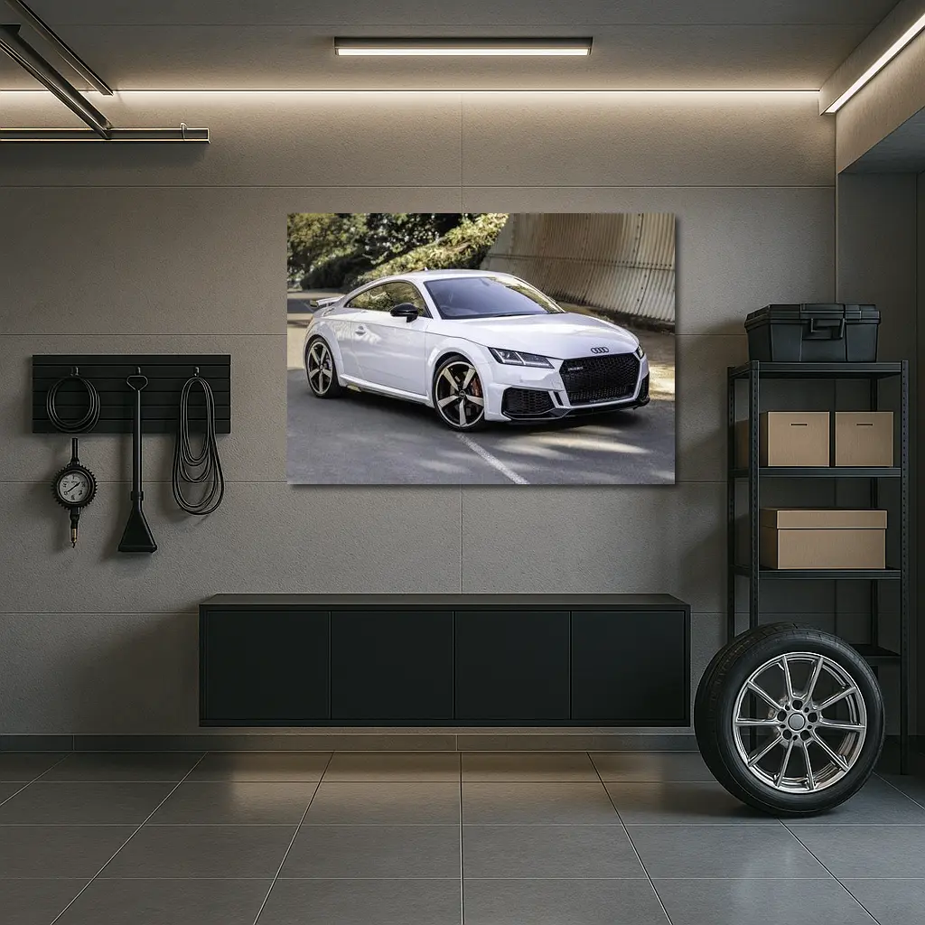 Audi TT RS White Sports Car Street – Wall Art
