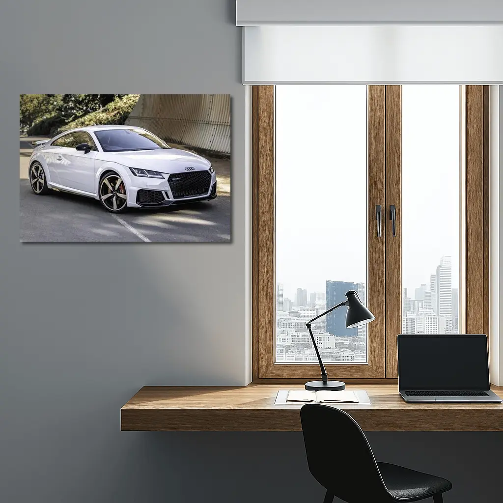 Audi TT RS White Sports Car Street – Wall Art