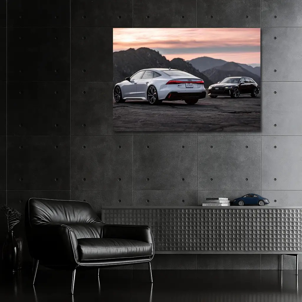 Audi RS7 and RS6 Sunset Mountains – Wall Art