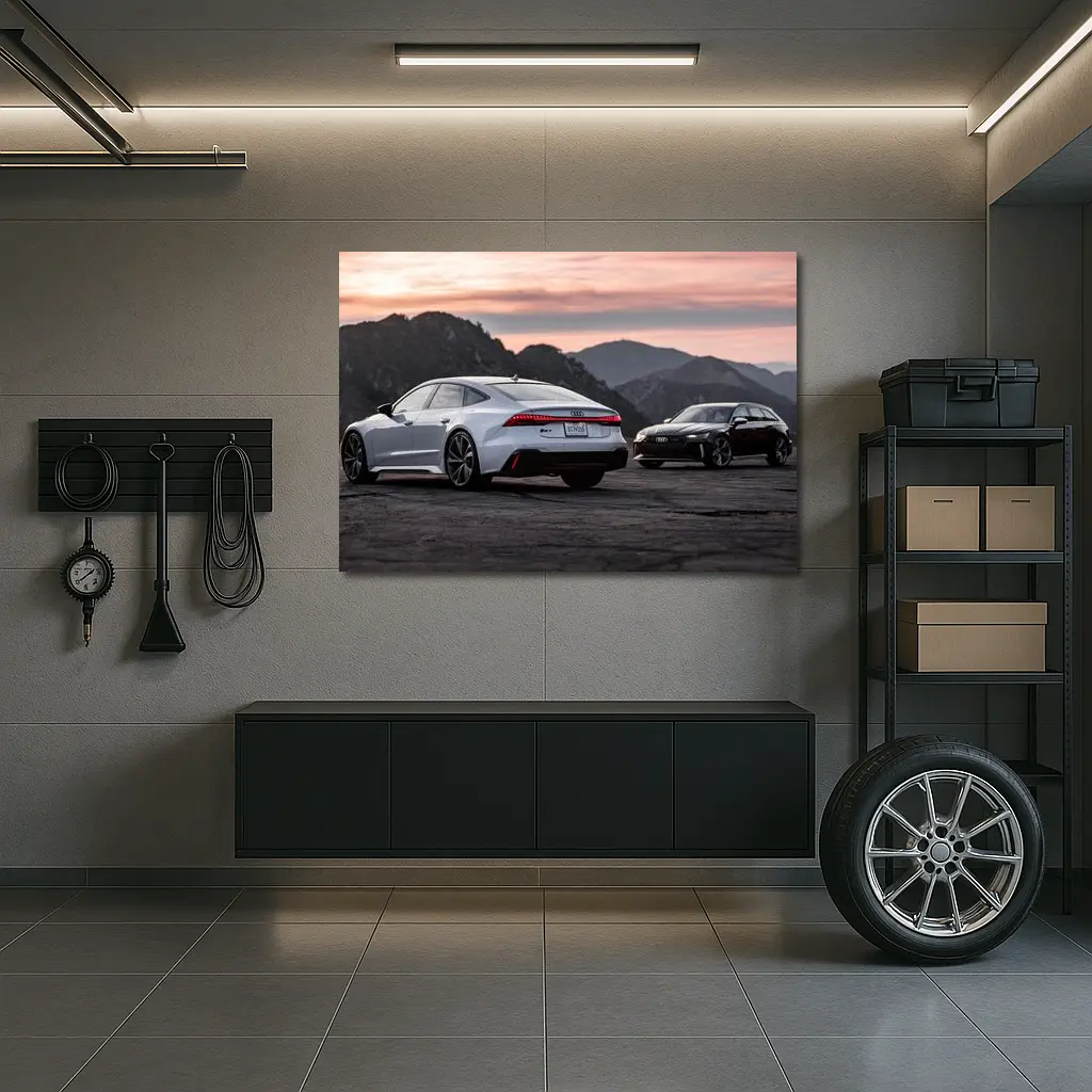 Audi RS7 and RS6 Sunset Mountains – Wall Art