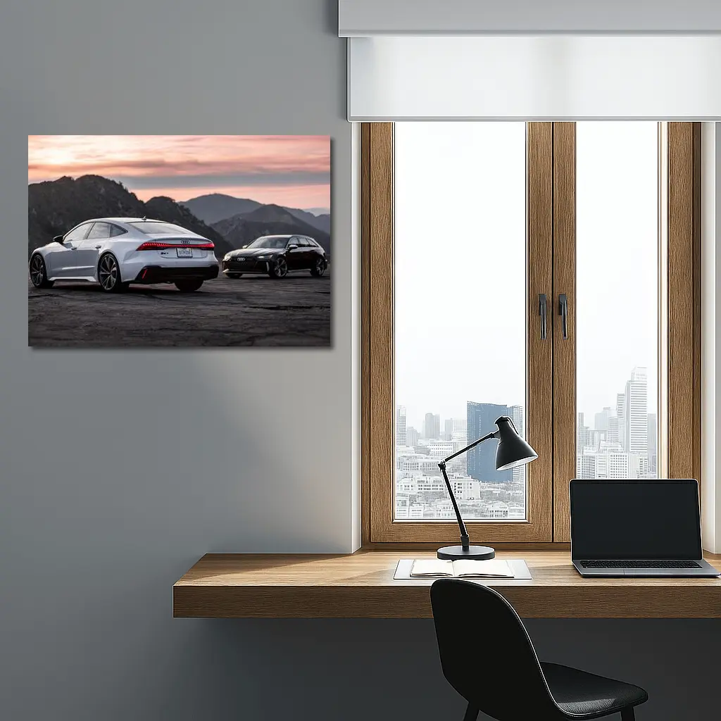 Audi RS7 and RS6 Sunset Mountains – Wall Art