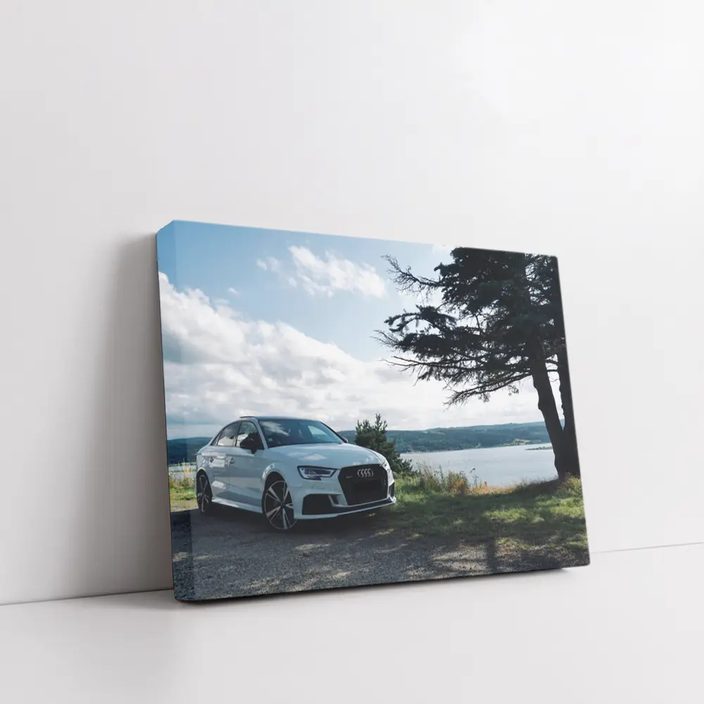 Audi RS3 White Sedan by Lakeside – Wall Art