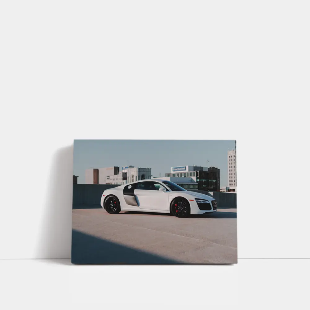 White Audi R8 on City Rooftop – Wall Art