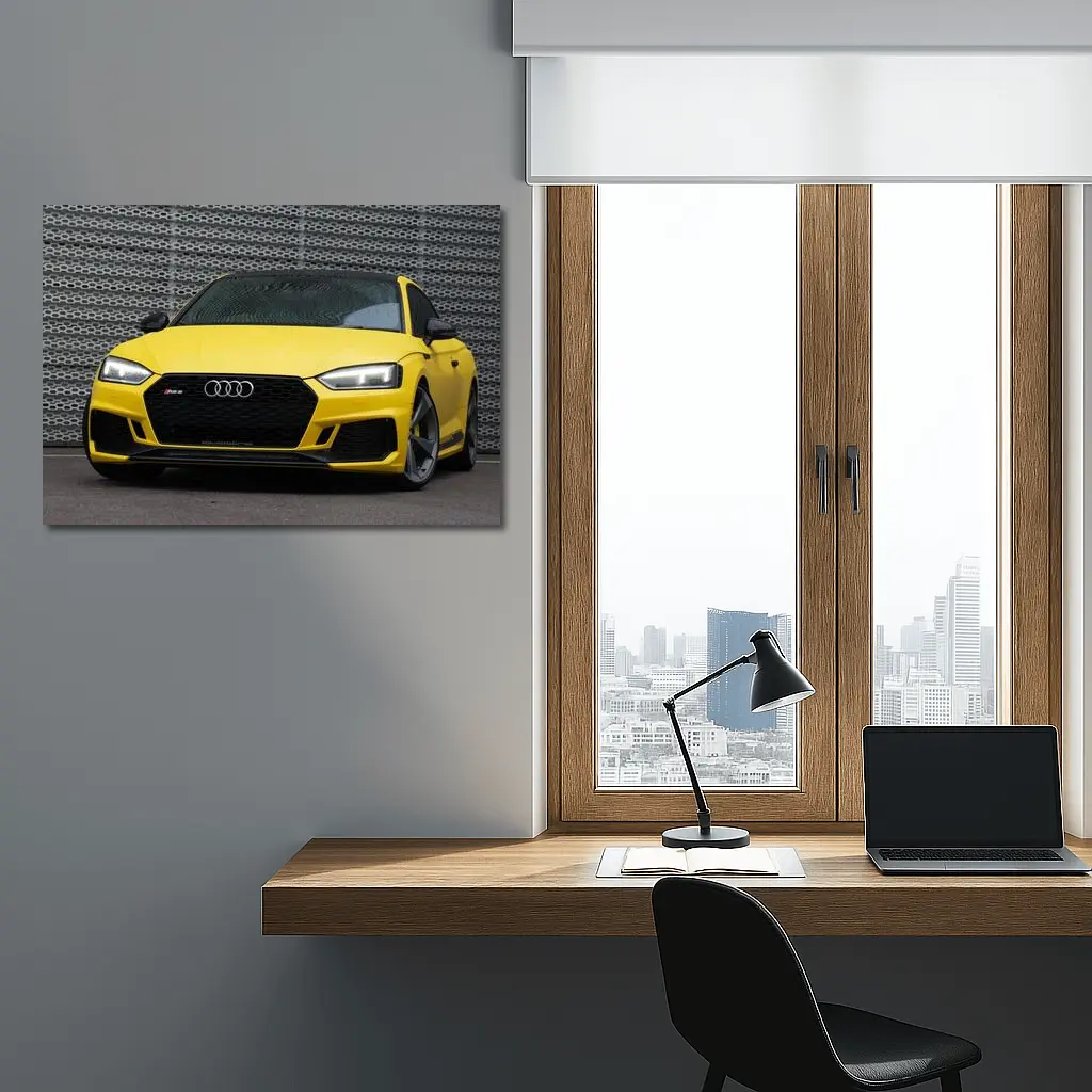 Audi RS5 Yellow Coupe Urban Background – Wall Art