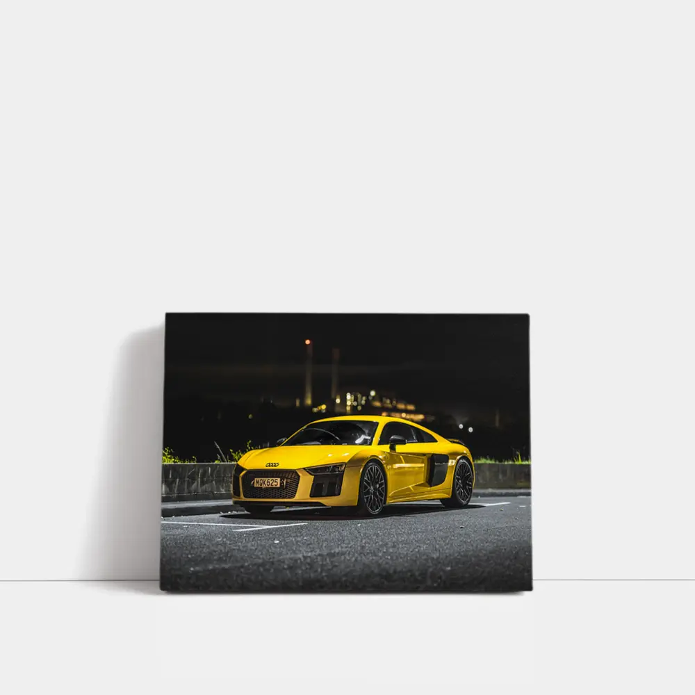 Audi R8 Yellow Supercar City Night – Wall Art