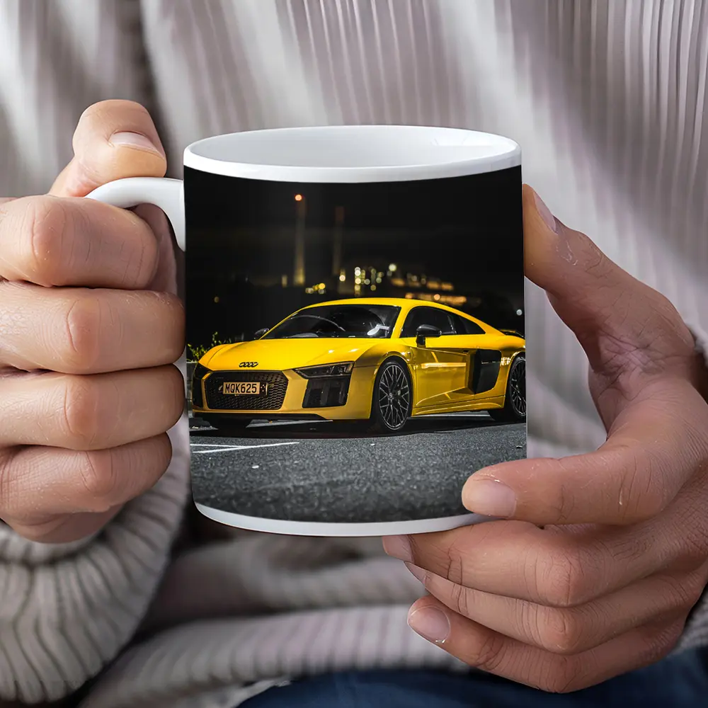 Audi R8 Yellow Supercar City Night – Mugs