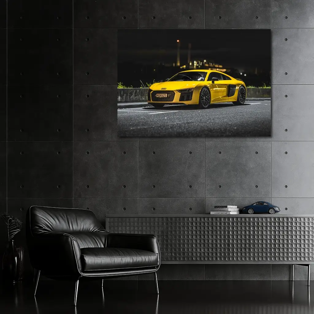 Audi R8 Yellow Supercar City Night – Wall Art