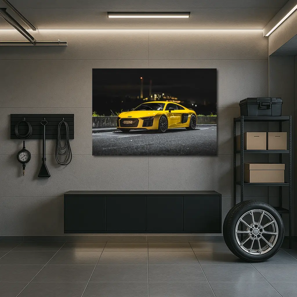 Audi R8 Yellow Supercar City Night – Wall Art