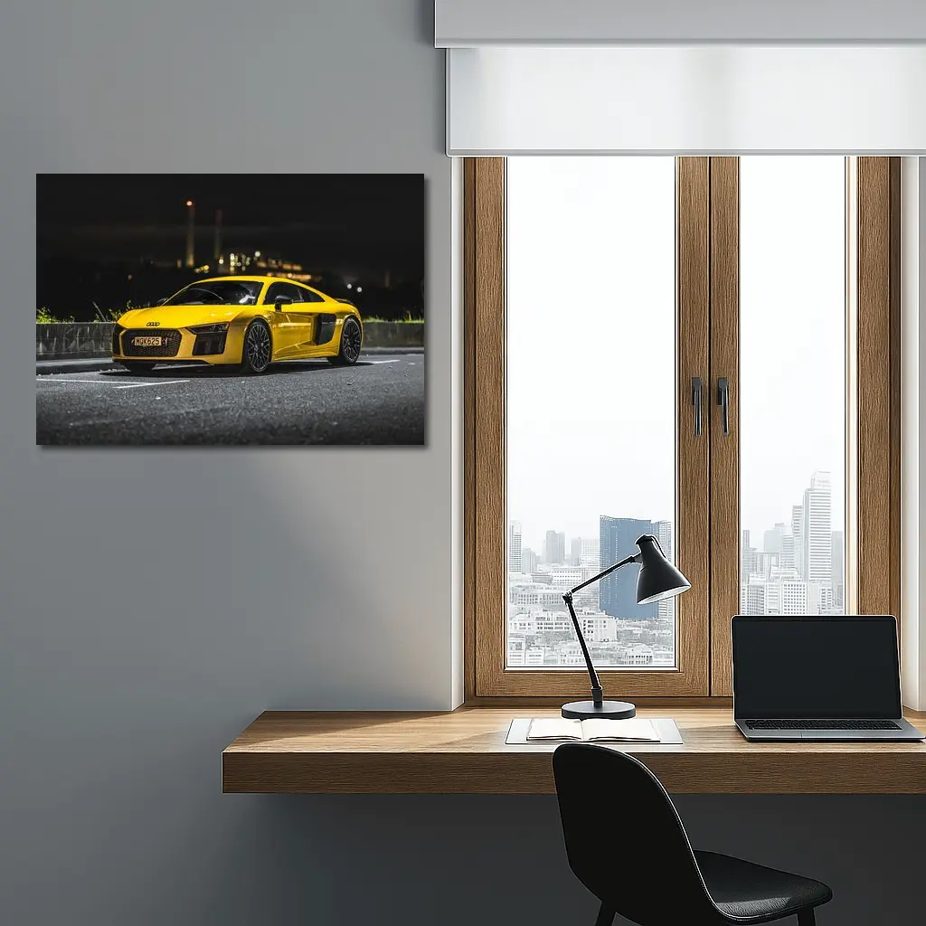 Audi R8 Yellow Supercar City Night – Wall Art
