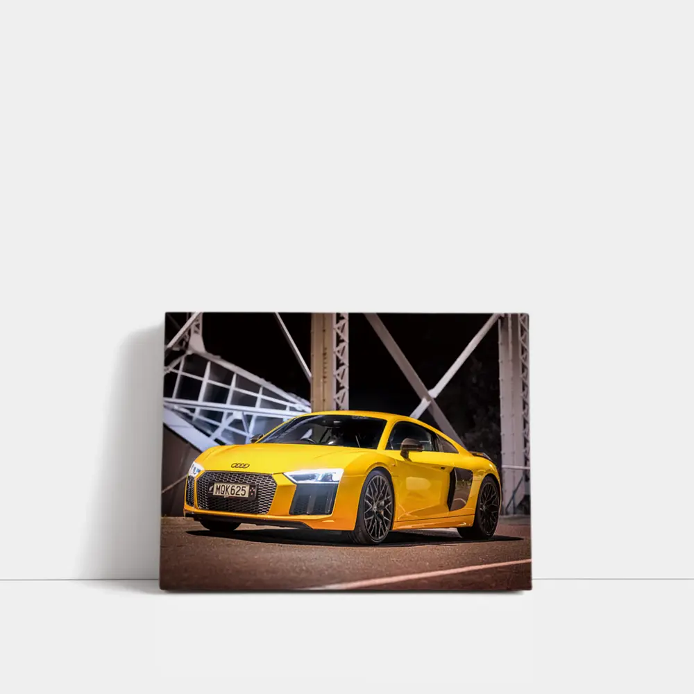 Audi R8 Yellow Supercar Night Bridge – Wall Art