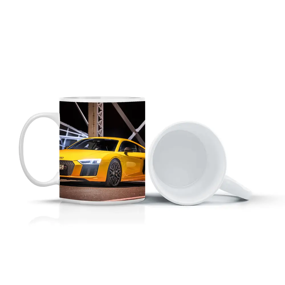 Audi R8 Yellow Supercar Night Bridge – Mugs