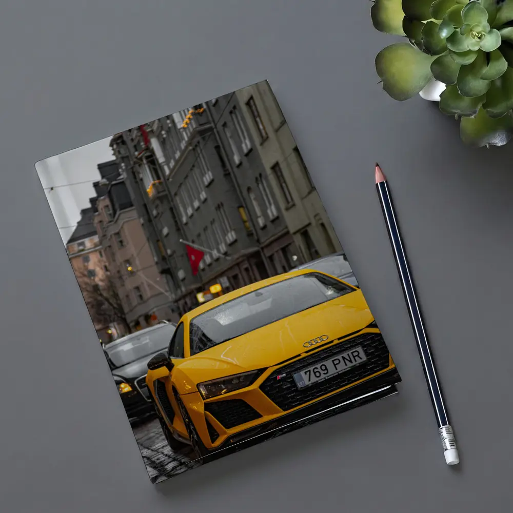 Yellow Audi R8 Wet City Street – Notebooks