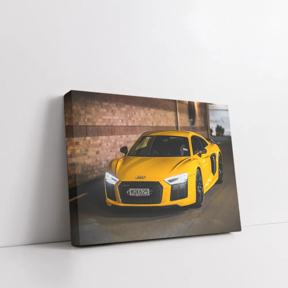 Audi R8 Yellow Supercar City Night Street – Wall Art