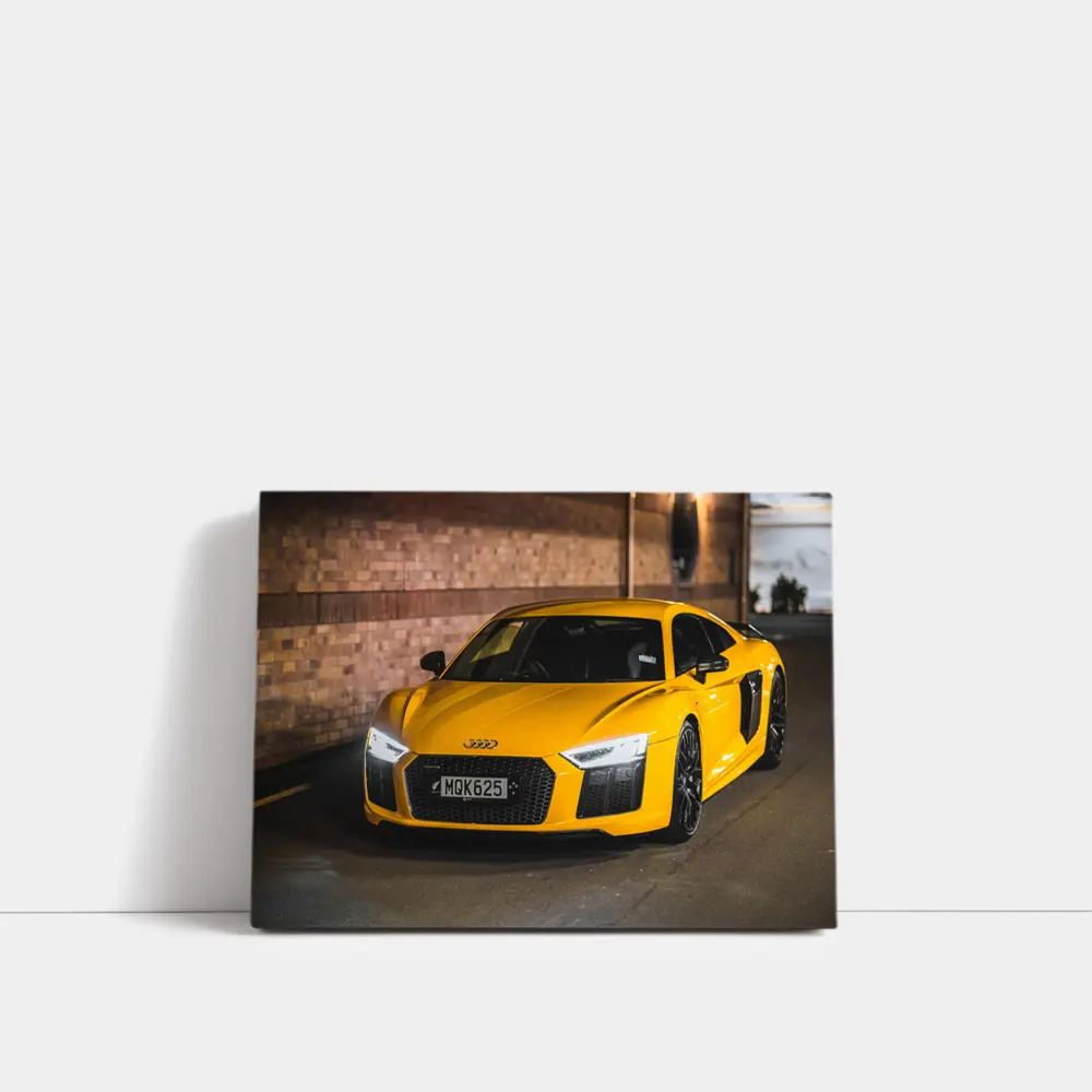 Audi R8 Yellow Supercar City Night Street – Wall Art