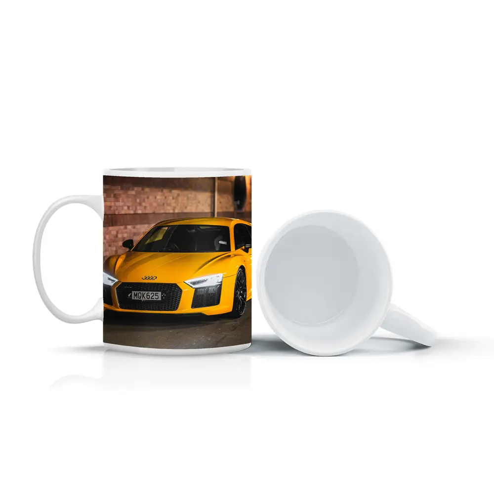 Audi R8 Yellow Supercar City Night Street – Mugs