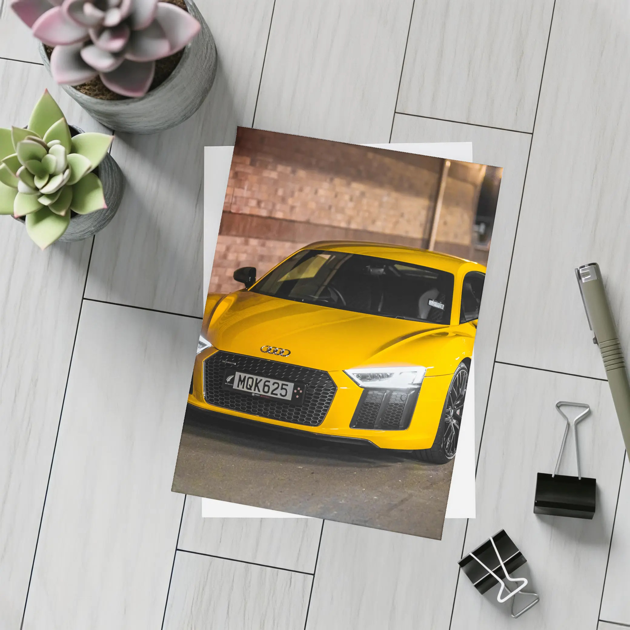 Audi R8 Yellow Supercar City Night Street – Postcards