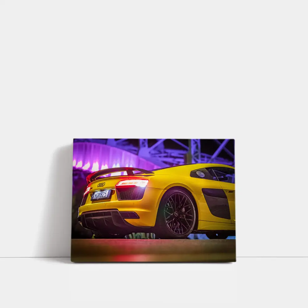 Audi R8 Yellow Supercar Night Lights – Wall Art