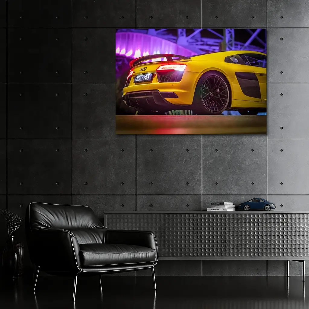Audi R8 Yellow Supercar Night Lights – Wall Art