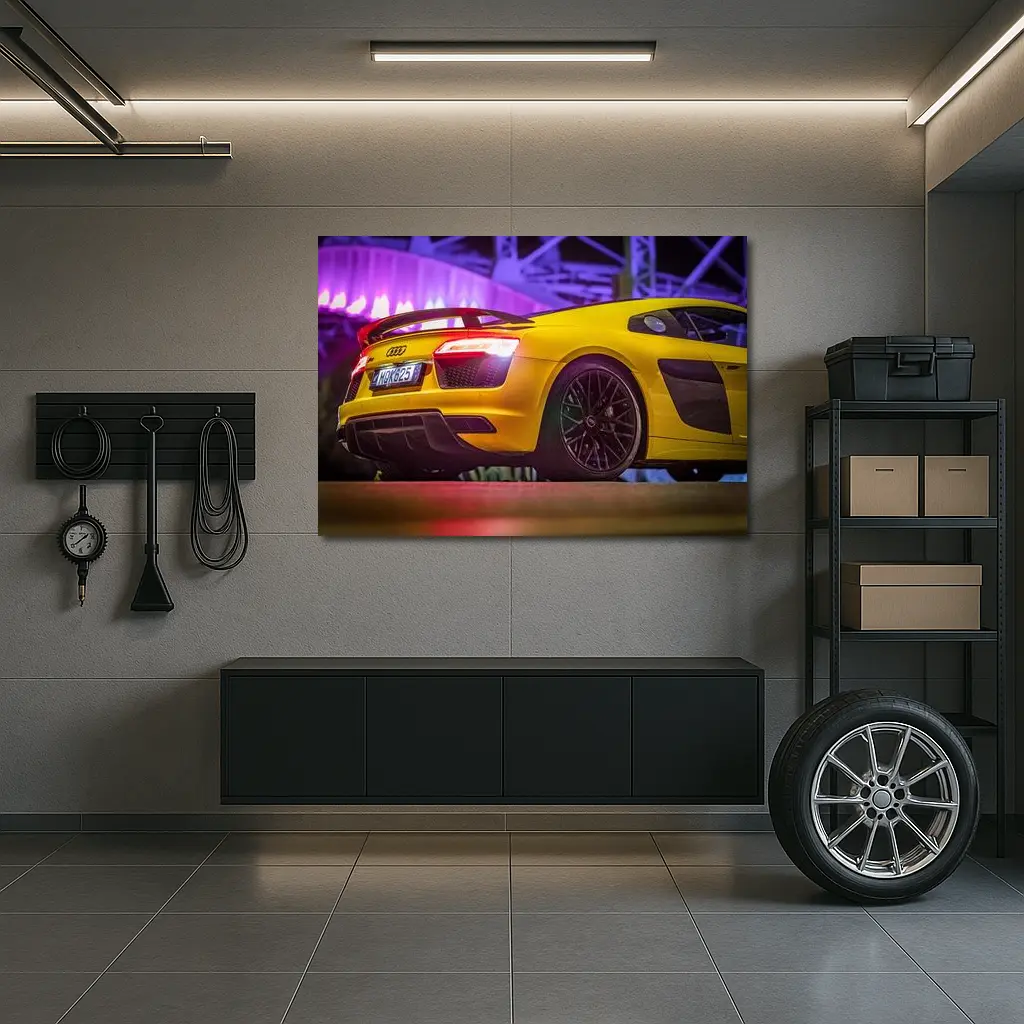 Audi R8 Yellow Supercar Night Lights – Wall Art