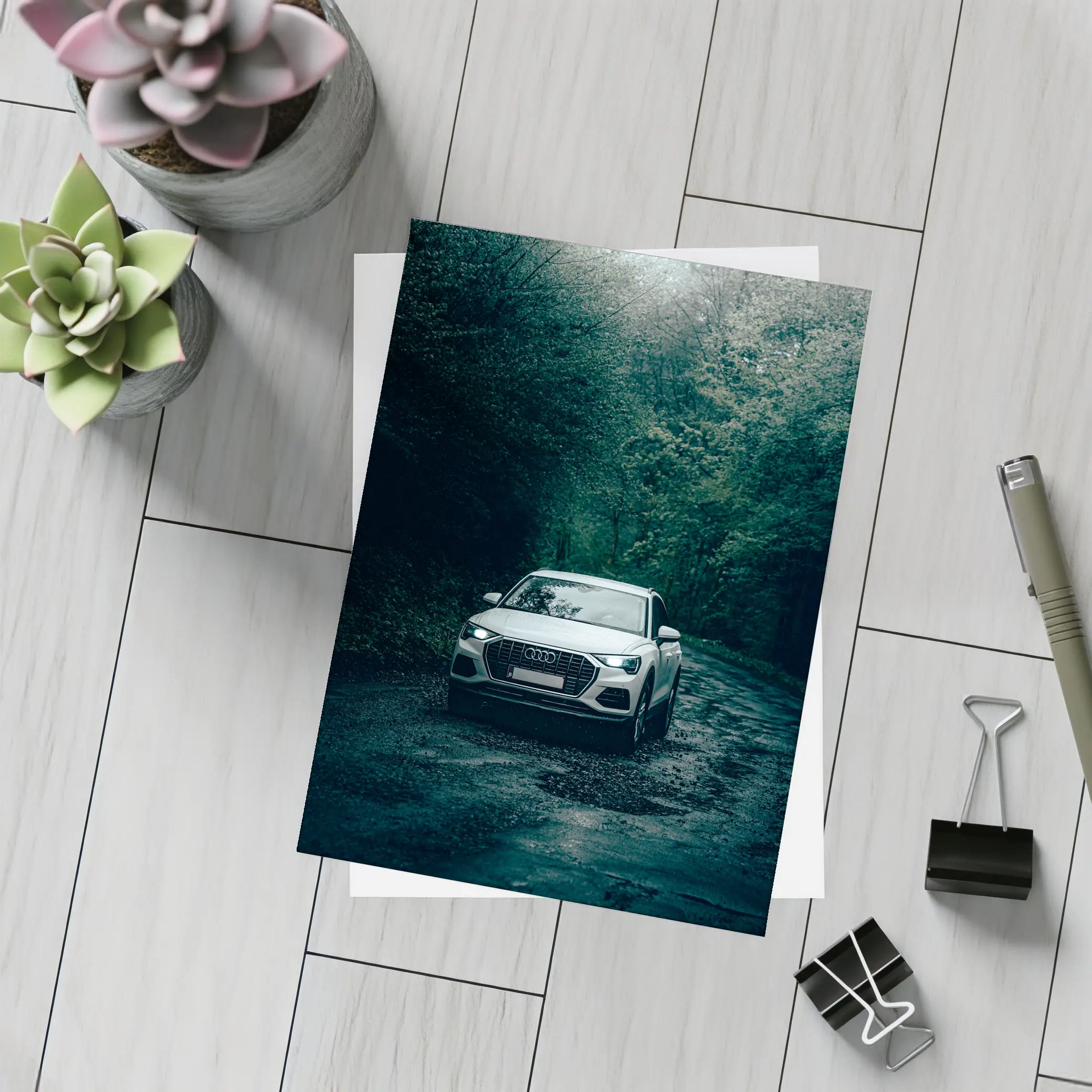 Audi Q3 SUV Dark Forest Road – Postcards