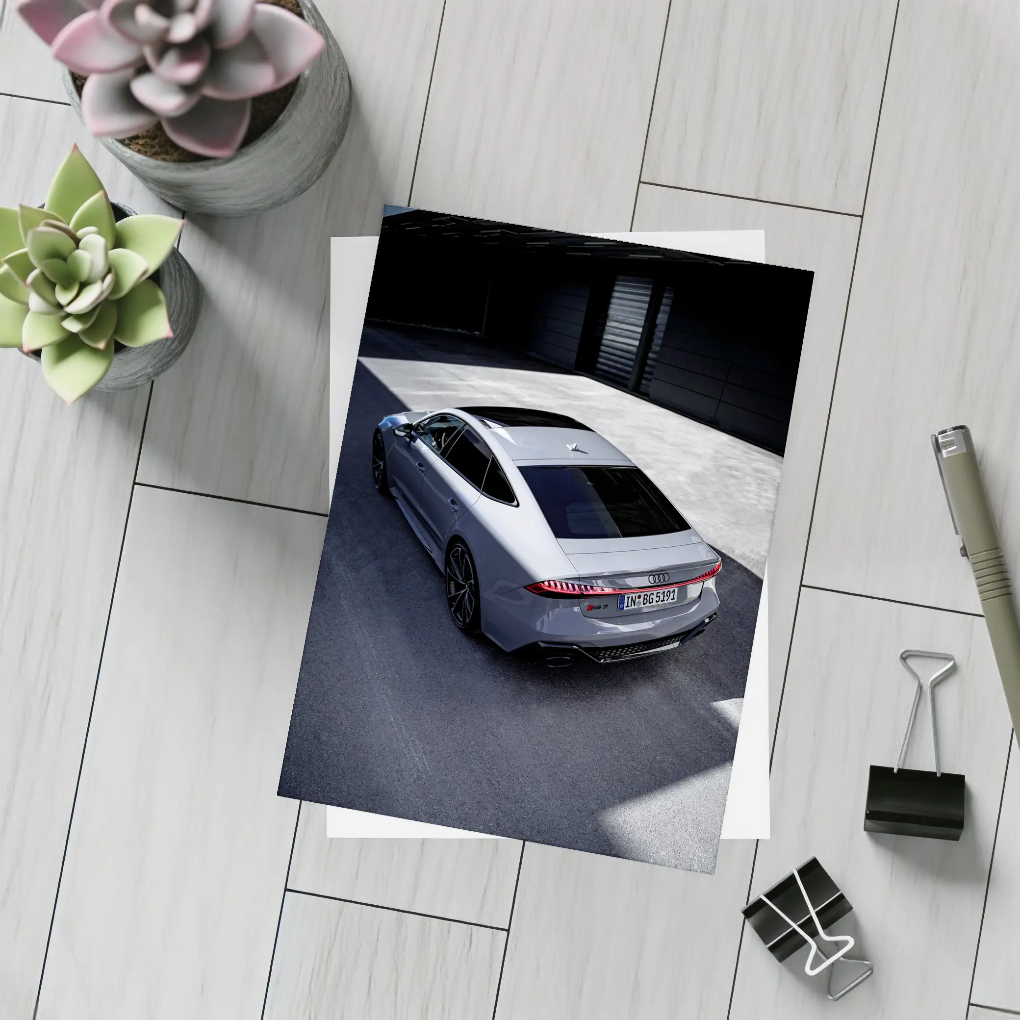 Audi RS7 Silver Sportback Parking Lot – Postcards