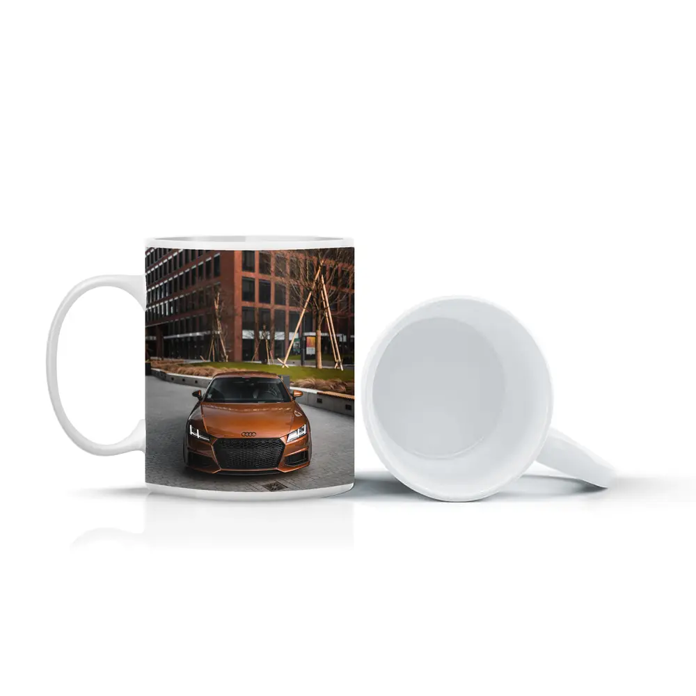 Audi TT Bronze Front View Urban Setting – Mugs
