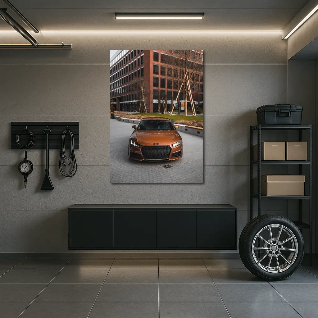 Audi TT Bronze Front View Urban Setting – Wall Art