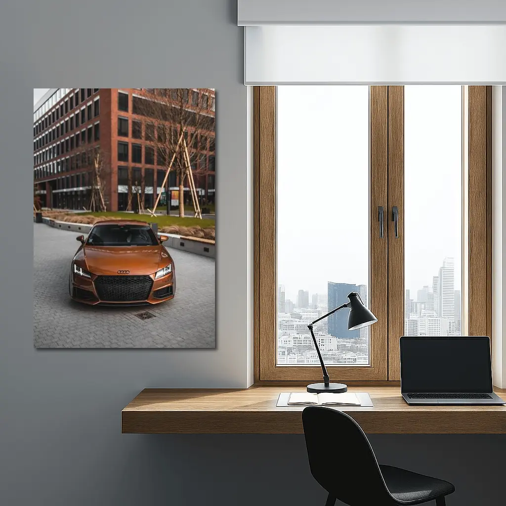 Audi TT Bronze Front View Urban Setting – Wall Art