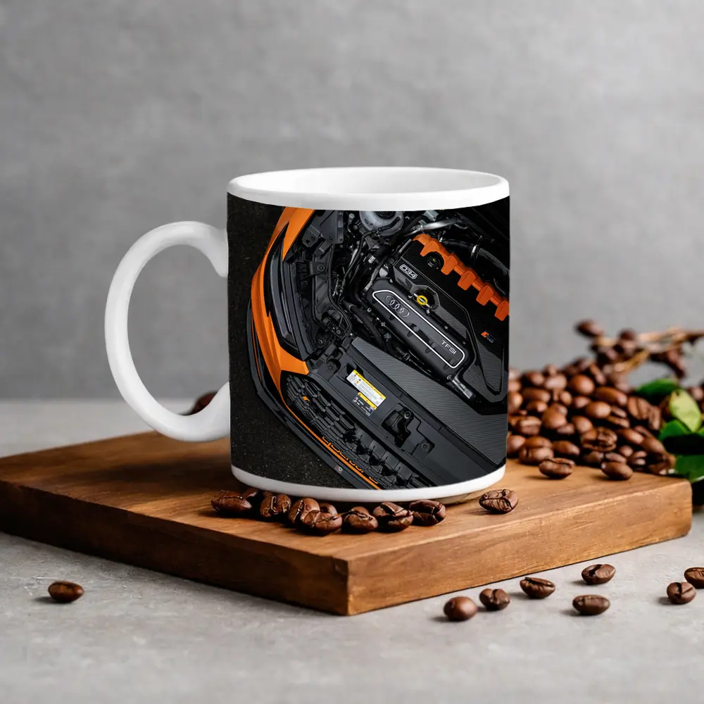 Audi RS TFSI Engine Bay Orange Car – Mugs