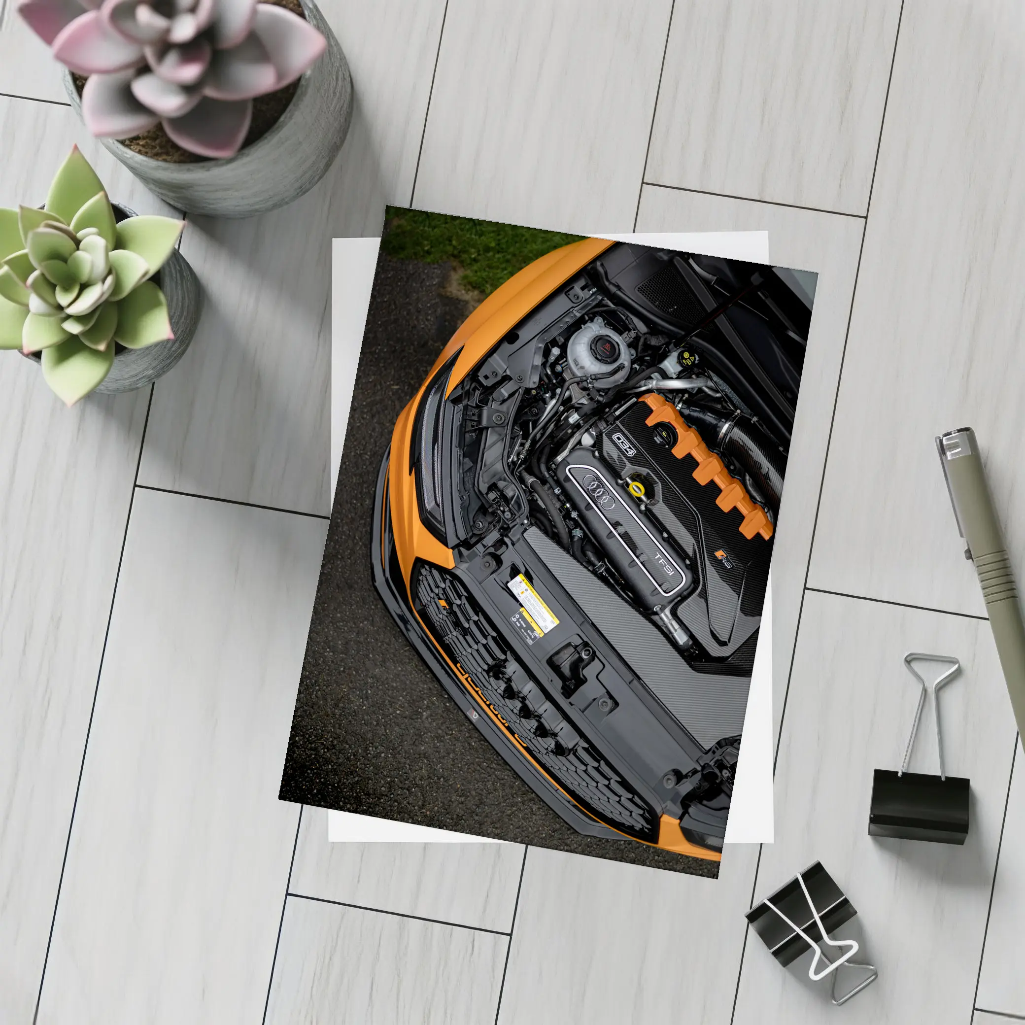 Audi RS TFSI Engine Bay Orange Car – Postcards