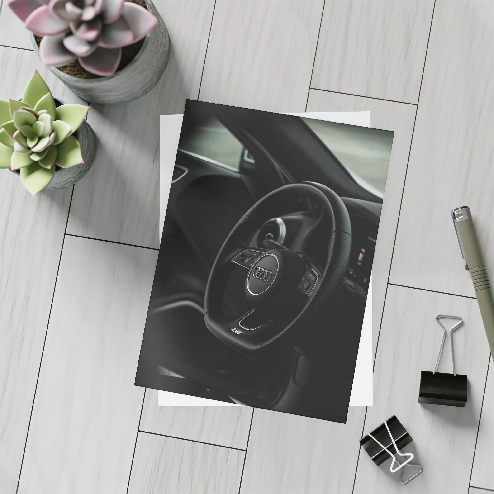 Audi S Line Steering Wheel Dark Interior – Postcards