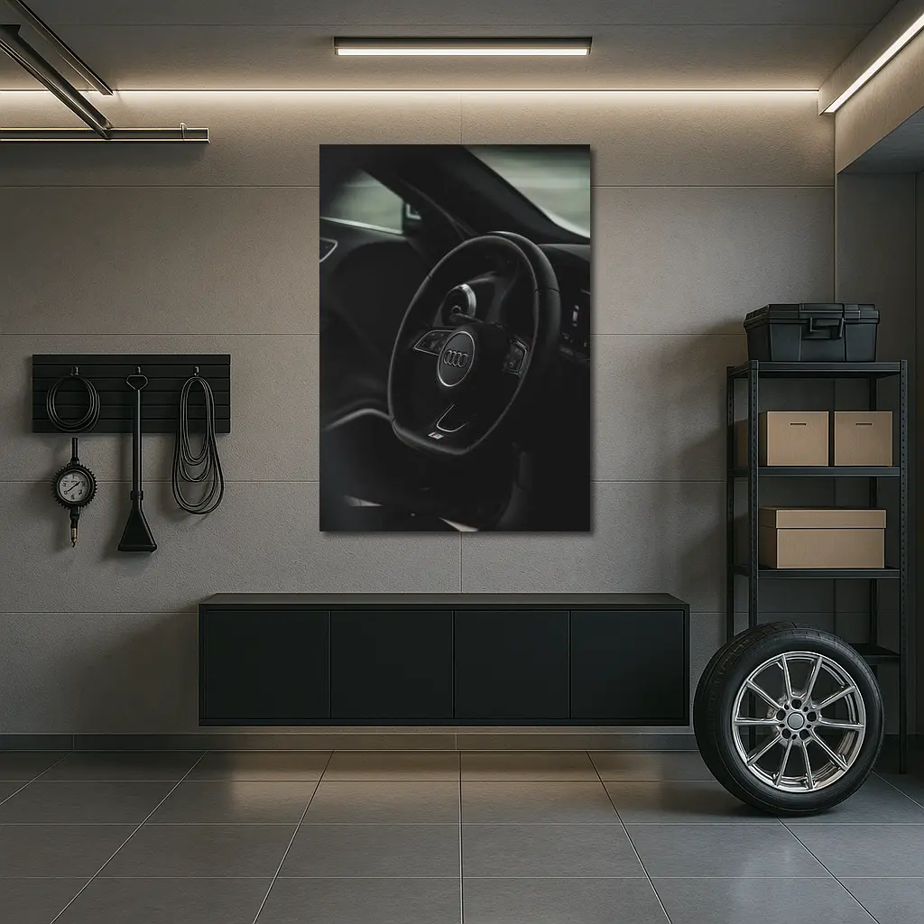 Audi S Line Steering Wheel Dark Interior – Wall Art