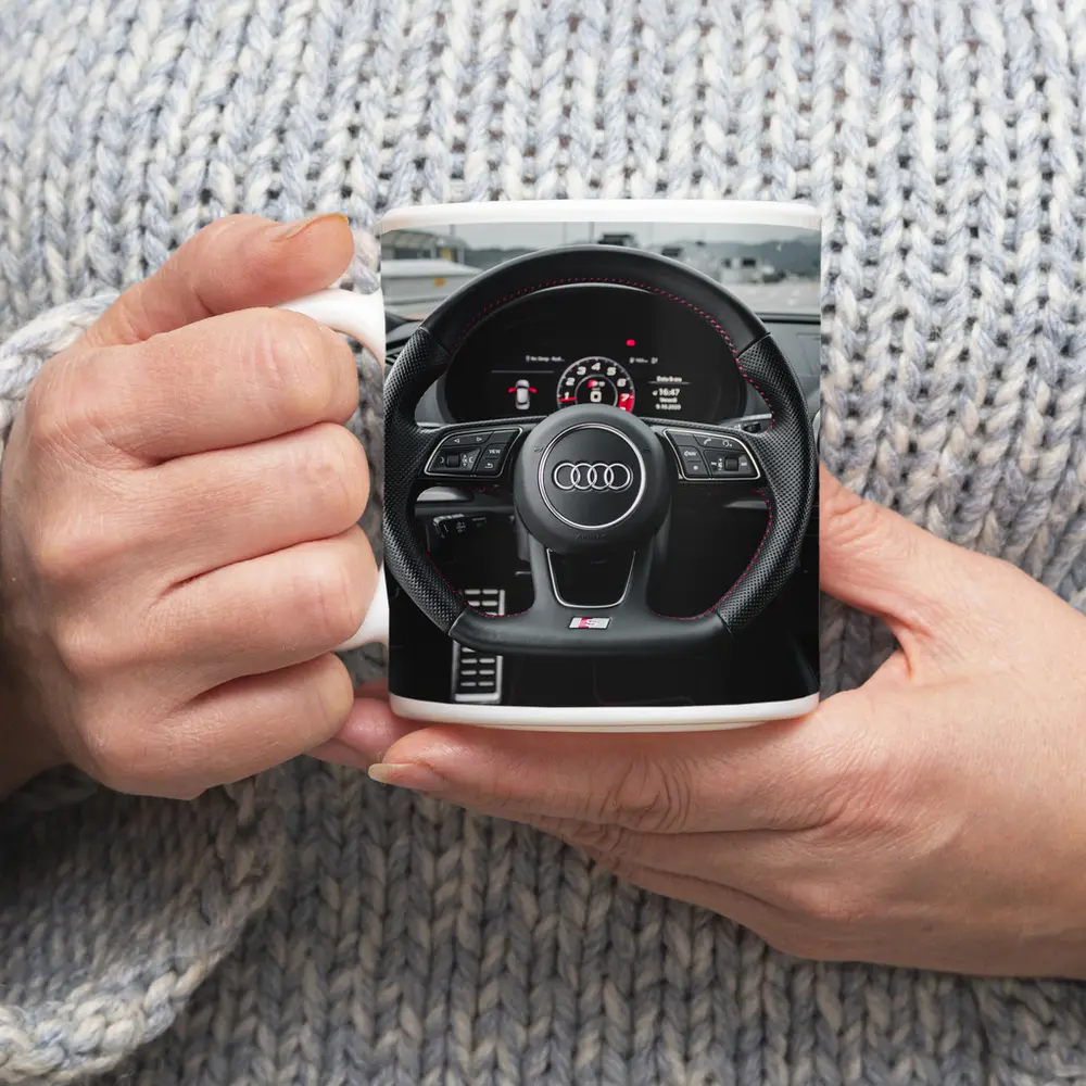 Audi RS3 Interior Steering Wheel Close Up – Mugs