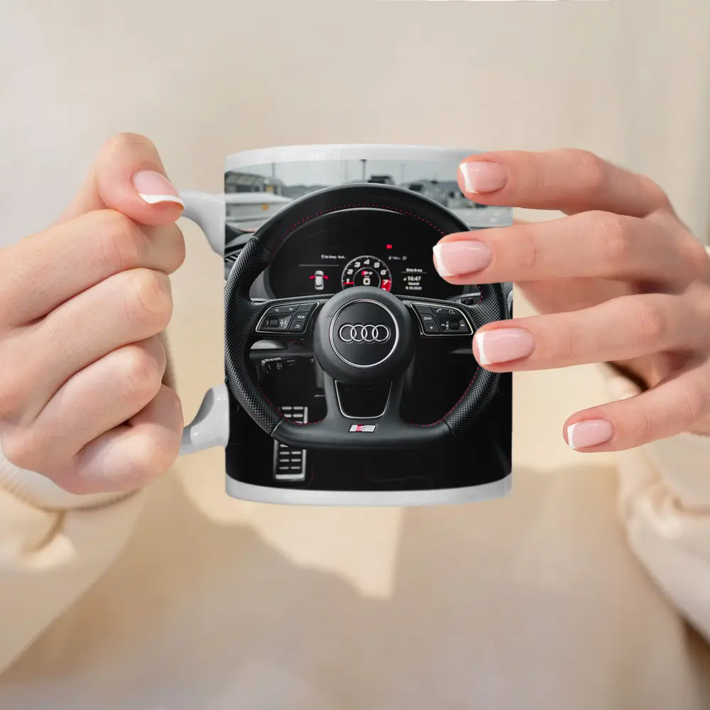 Audi RS3 Interior Steering Wheel Close Up – Mugs