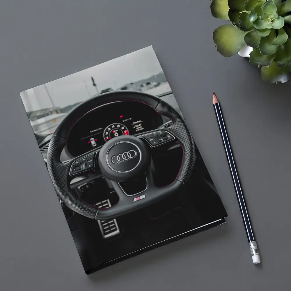 Audi RS3 Interior Steering Wheel Close Up – Notebooks