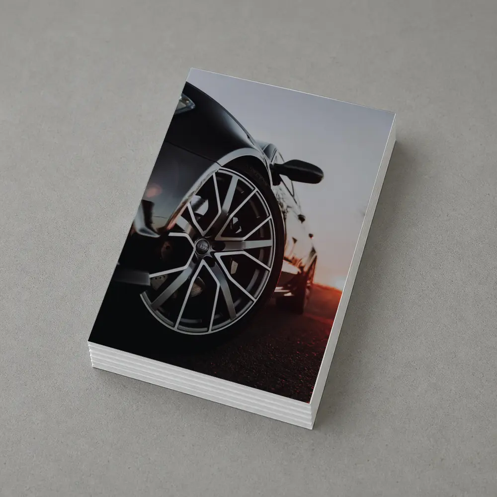 Audi Black Car Wheel Sunset Background – Postcards
