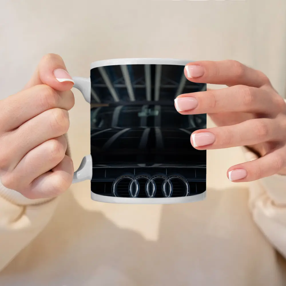 Audi Four Rings Grille Dark Moody Close Up – Mugs