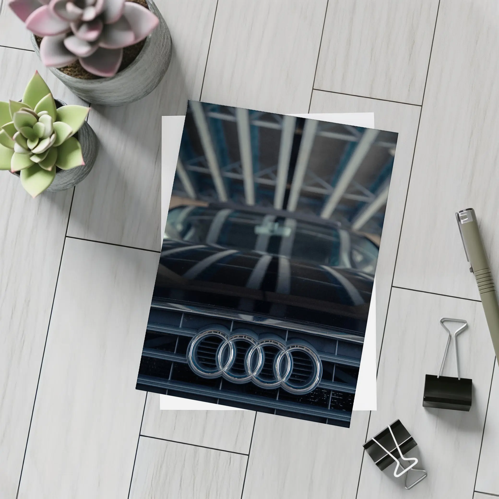 Audi Four Rings Grille Dark Moody Close Up – Postcards