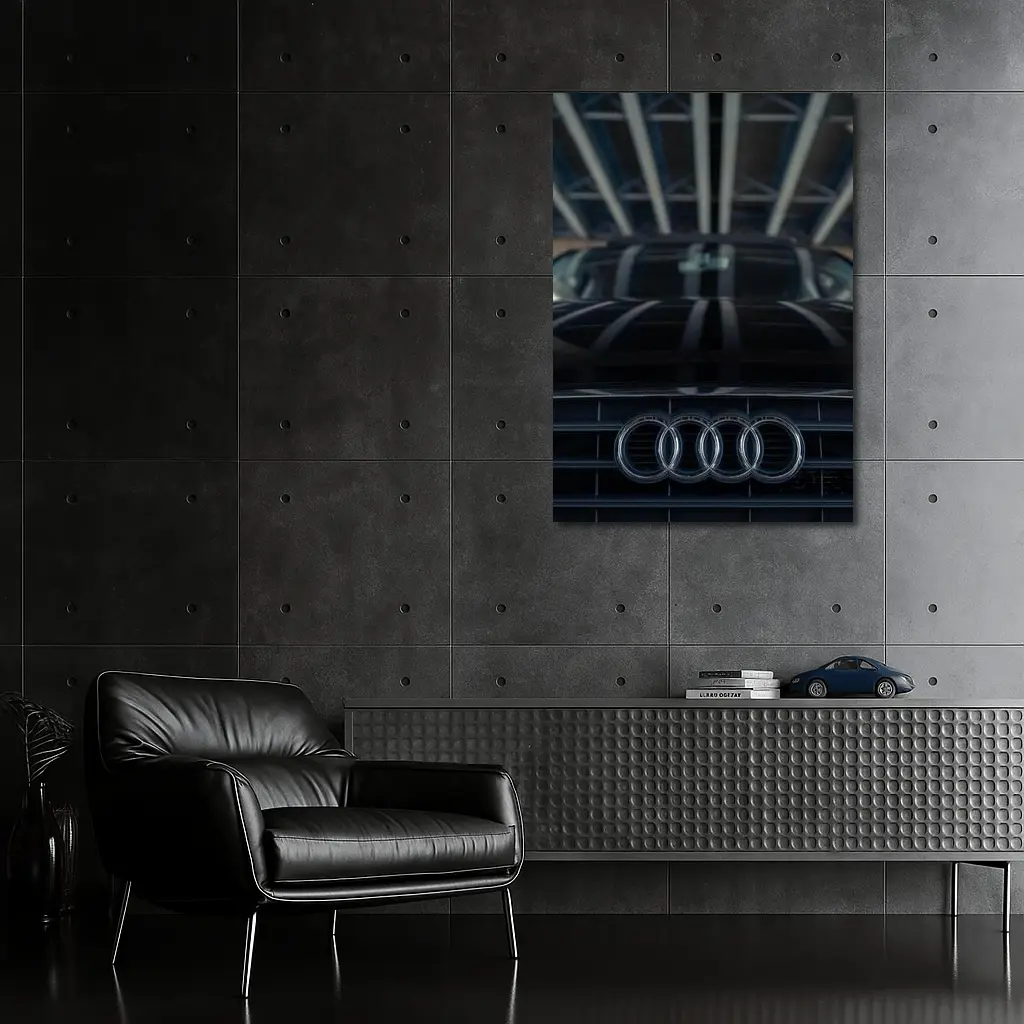 Audi Four Rings Grille Dark Moody Close Up – Wall Art
