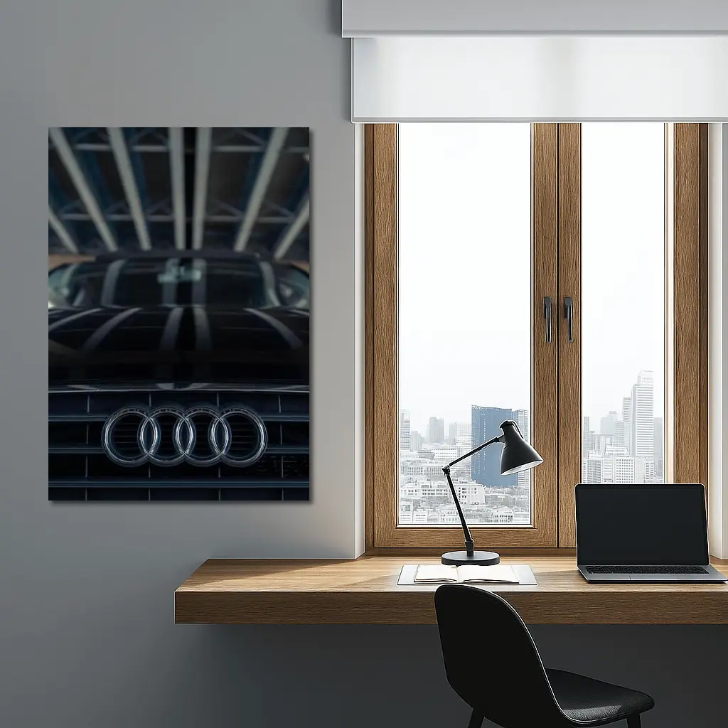 Audi Four Rings Grille Dark Moody Close Up – Wall Art