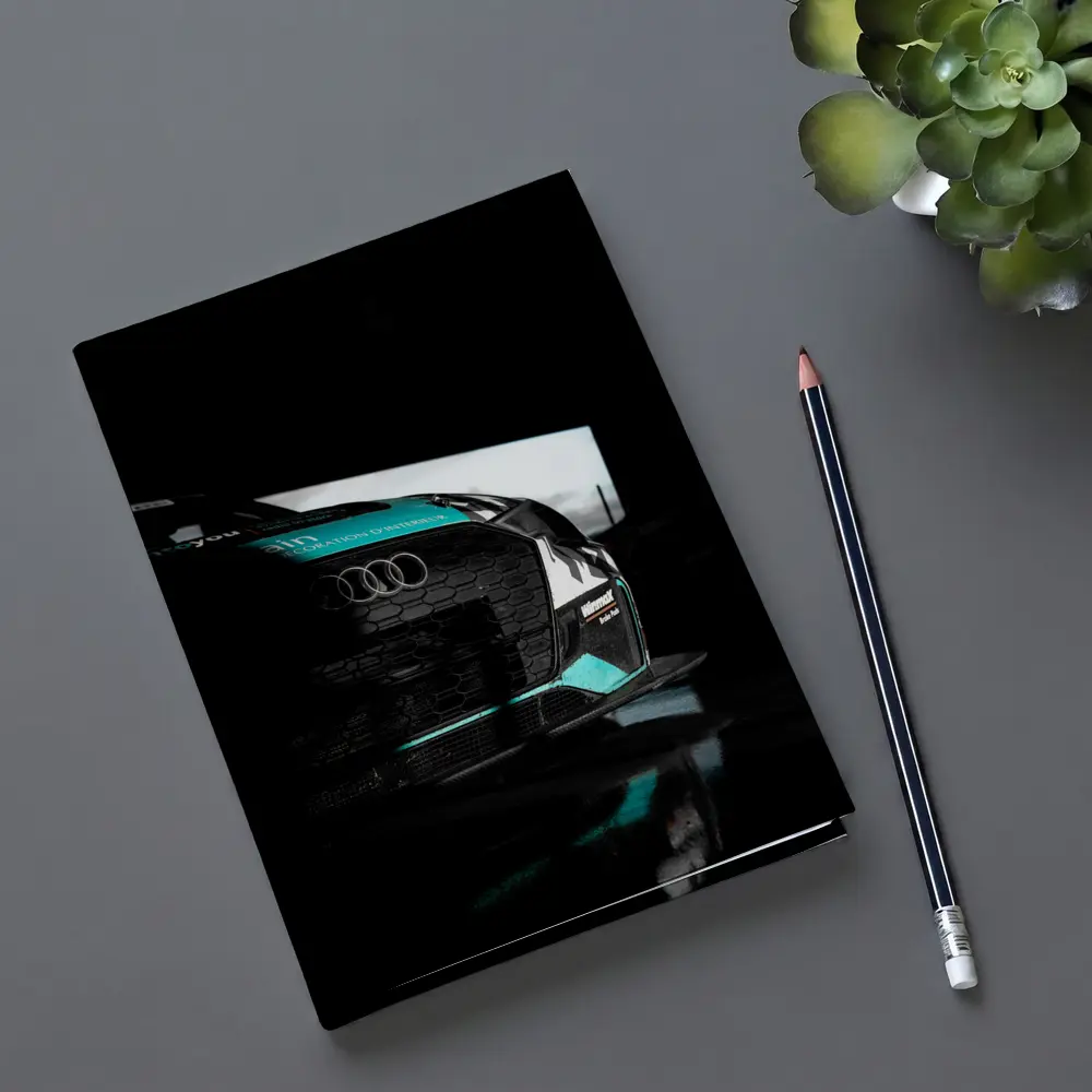 Audi Race Car Dark Garage Teal Accents – Notebooks